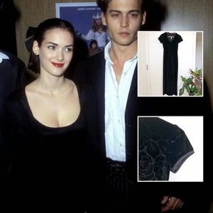 Vintage 90’s Velvet Dress with embossed roses